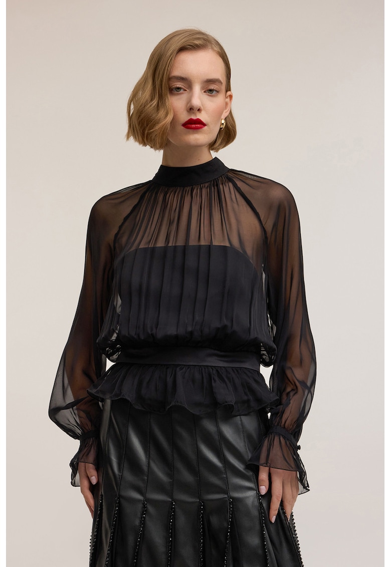 Bluza cu maneci lungi si segmente semitransparente