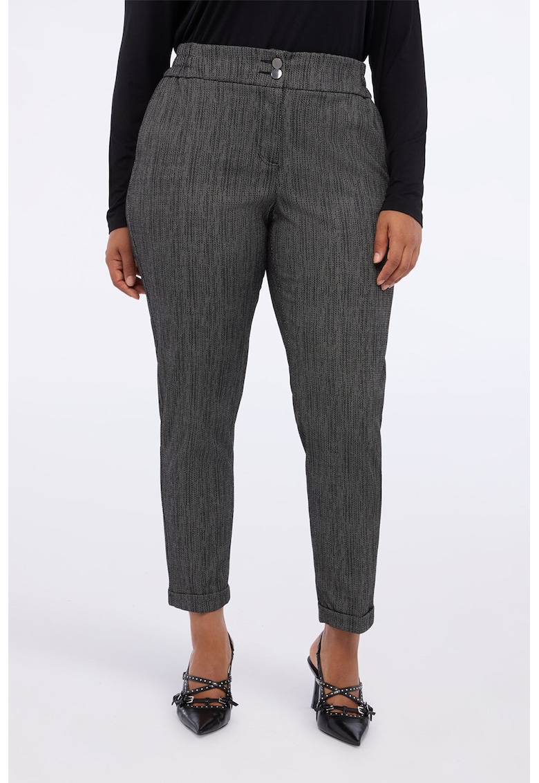 Pantaloni conici cu talie elastica - Gri inchis