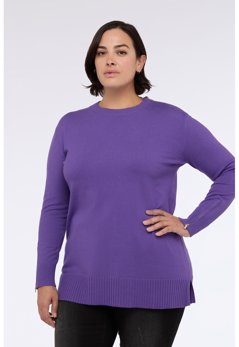 Pulover uni cu mansete cu fermoar