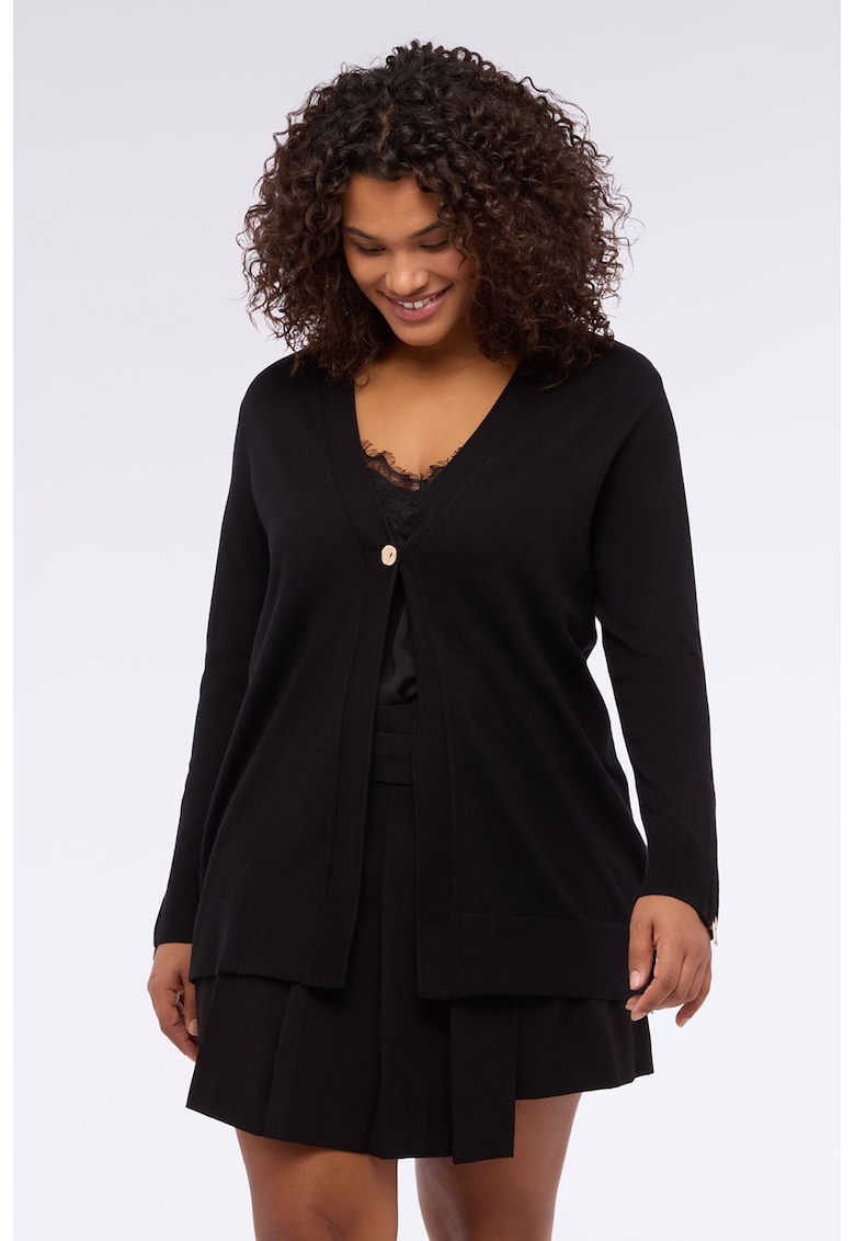 Cardigan cu mansete cu fermoar si decolteu in V