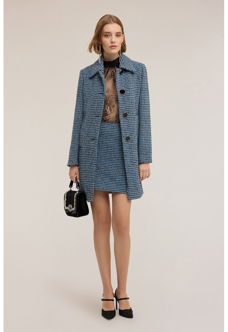 Palton din amestec de lana cu guler ascutit