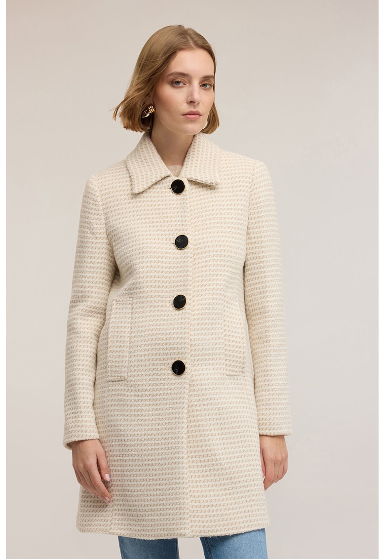 Palton din amestec de lana cu guler ascutit