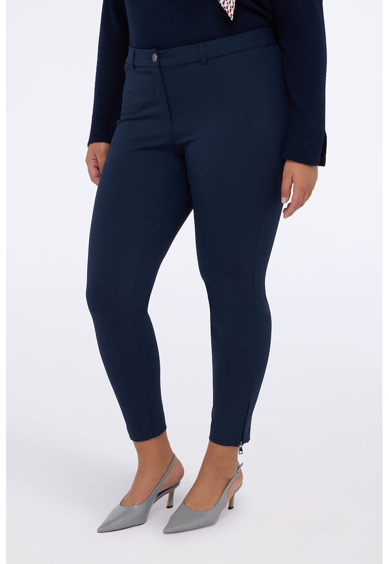 Pantaloni slim-fit cu talie elastica - Bleumarin
