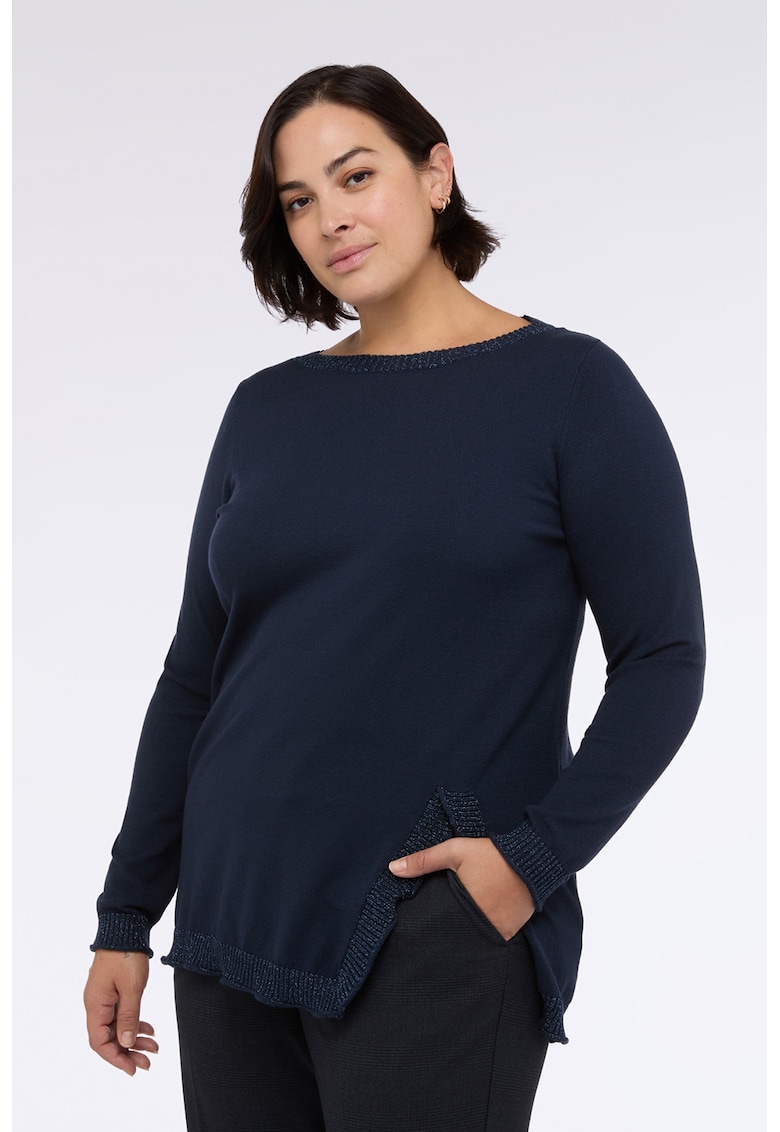 Pulover cu slit lateral - Bleumarin