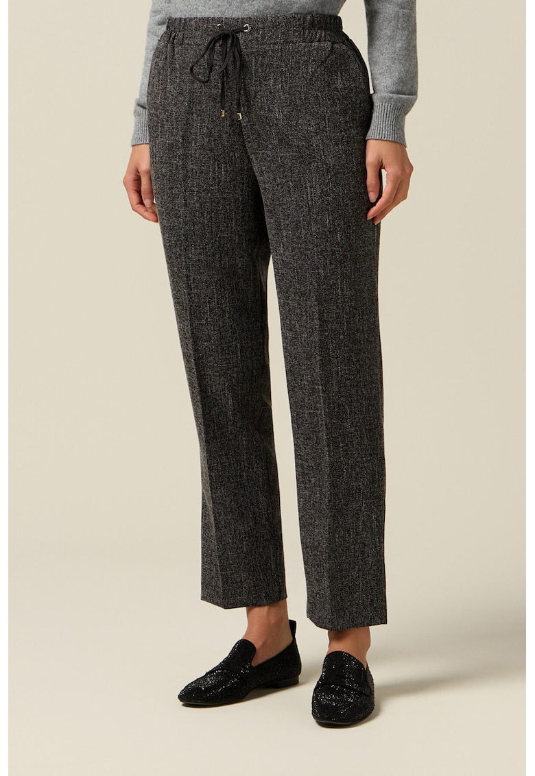 Pantaloni drepti crop cu detalii cu pensa