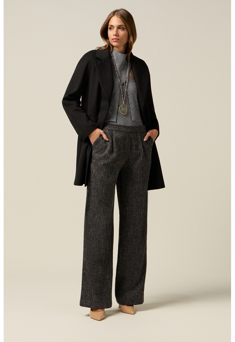 Pantaloni cu croiala ampla si talie elastica - Gri antracit