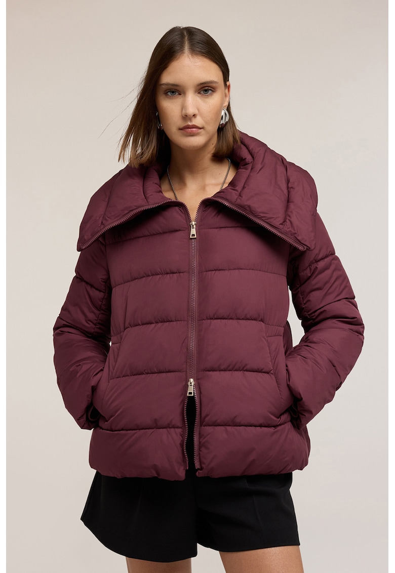 Geaca matlasata cu guler inalt - Violet tyrian