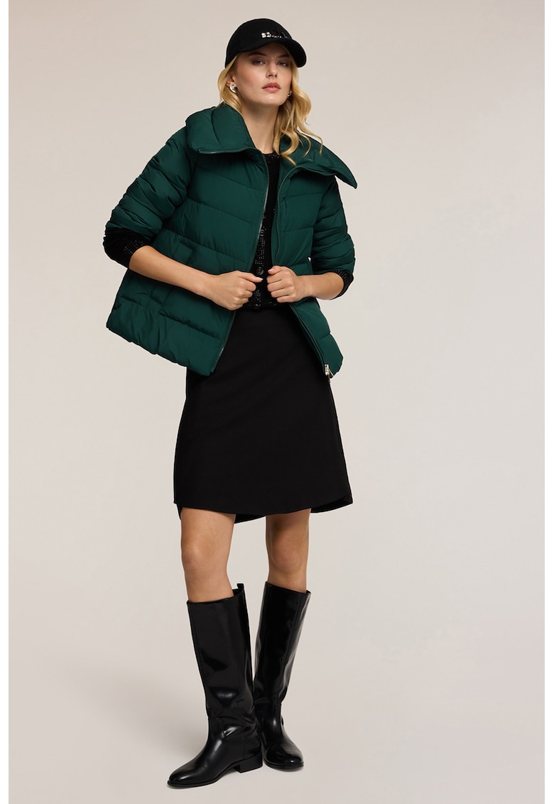 Geaca matlasata cu guler inalt - Verde englez