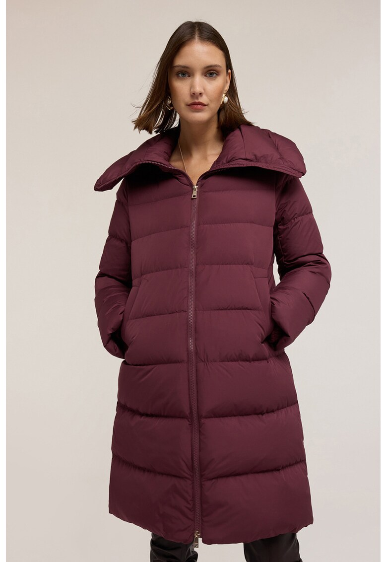 Geaca lunga cu guler inalt - Violet tyrian