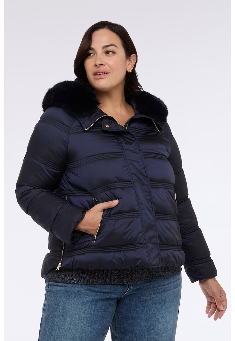Geaca cu vatelina si gluga - Negru/Bleumarin