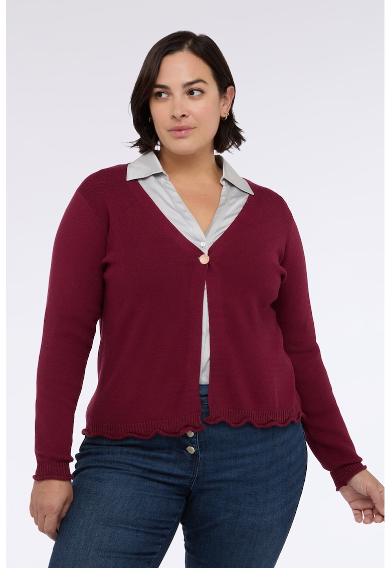 Cardigan cu un nasture - Violet pruna