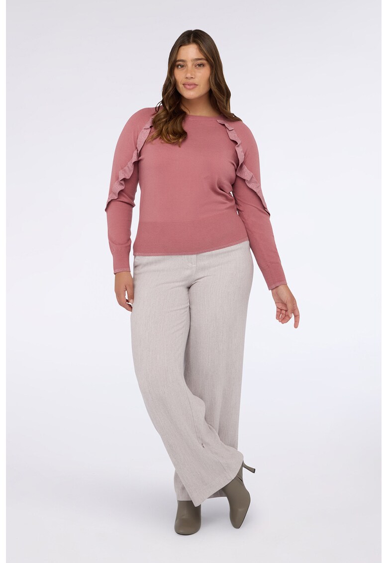 Pulover uni cu decolteu la baza gatului - Roz prafuit