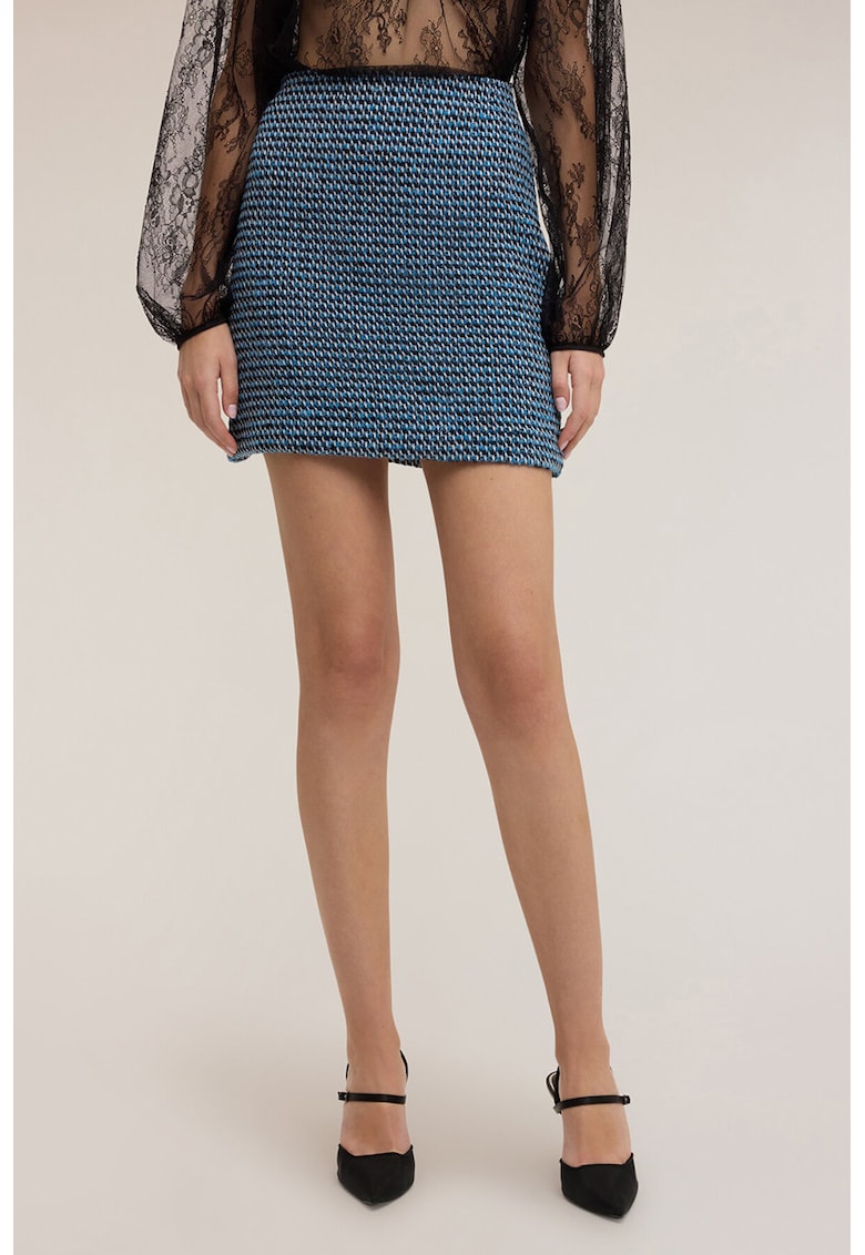 Fusta mini dreapta din amestec de lana