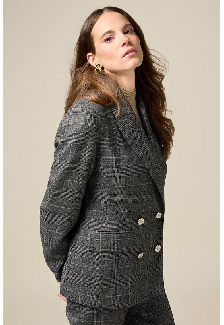 Sacou cu doua randuri de nasturi si model in carouri