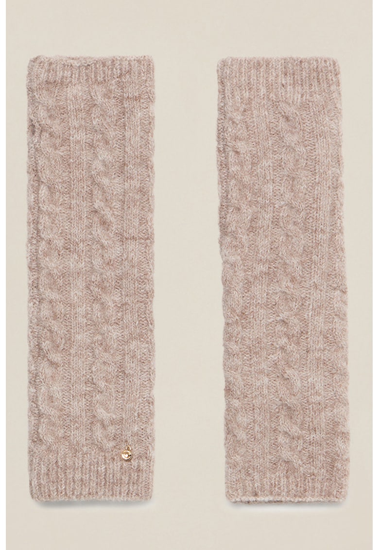Manusi lungi din amestec de lana cu model torsade