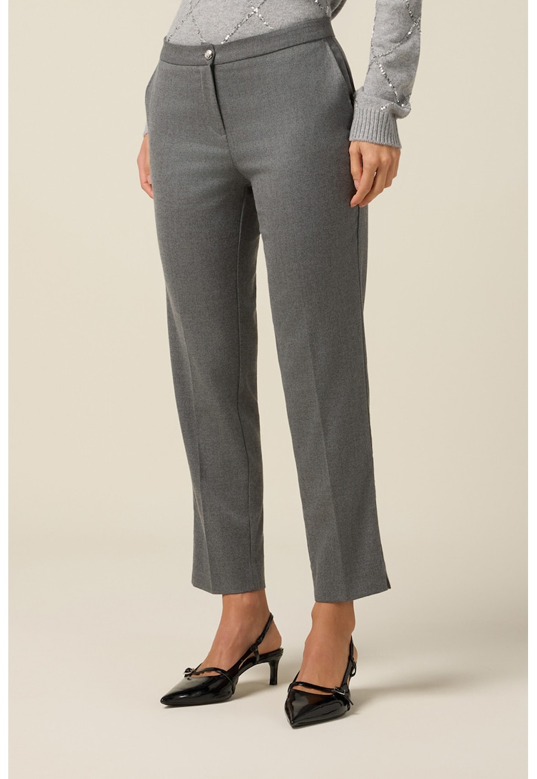 Pantaloni crop cu detalii cu pensa