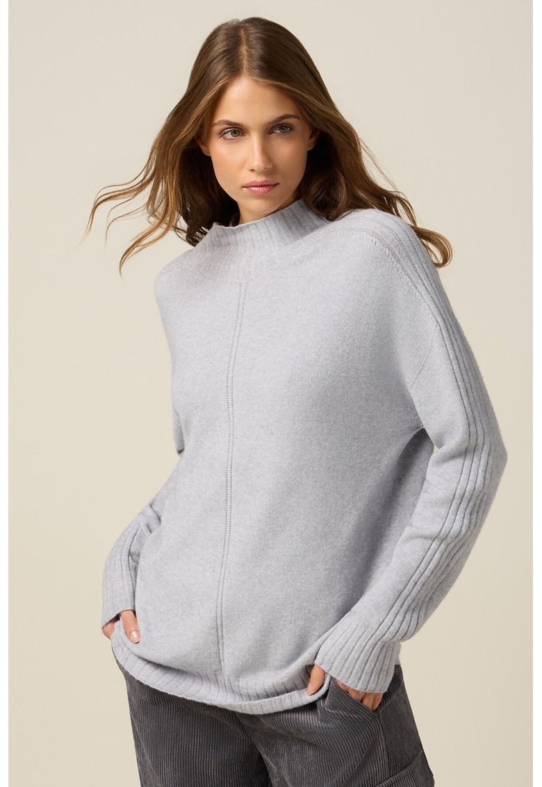 Pulover tricotat cu model uni - Albastru azur