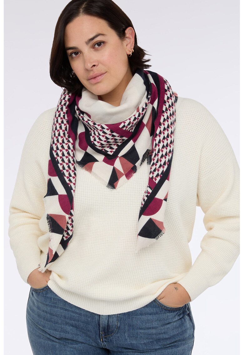 Esarfa cu imprimeu geometric - Rosu/Negru/Alb murdar
