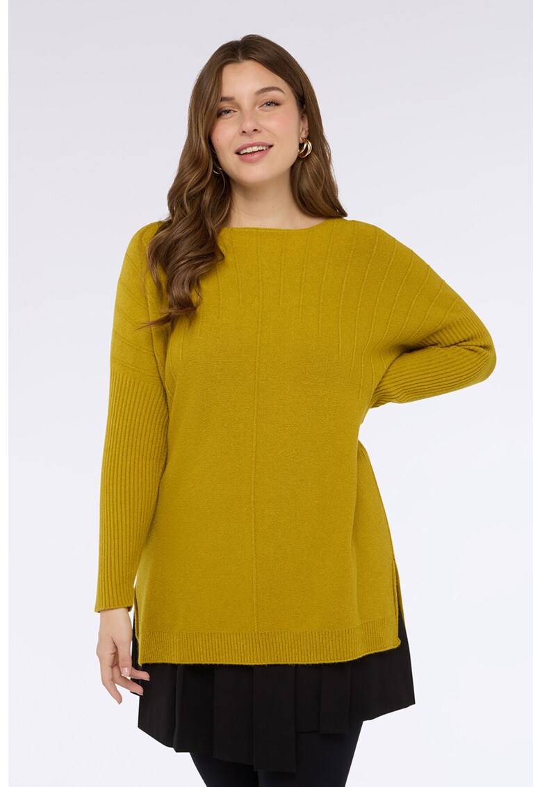 Pulover uni cu maneci striate