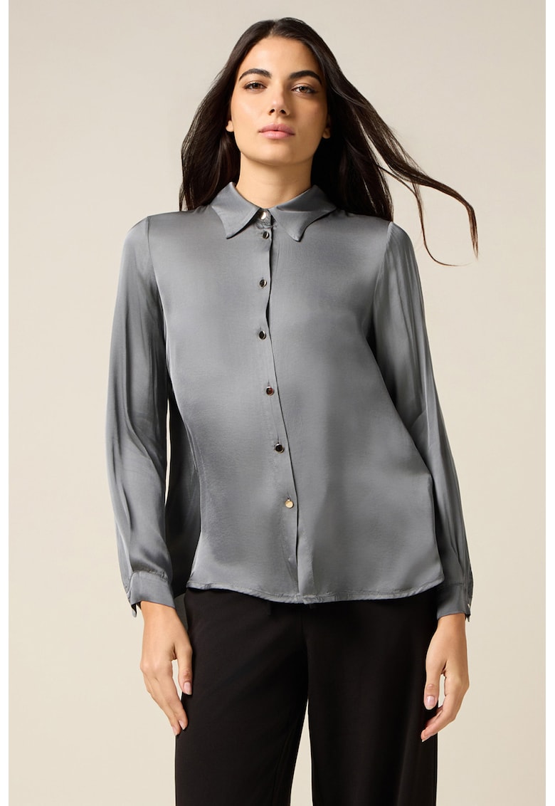 Camasa din satin cu nasturi contrastanti