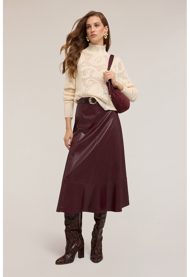 Fusta midi din piele ecologica
