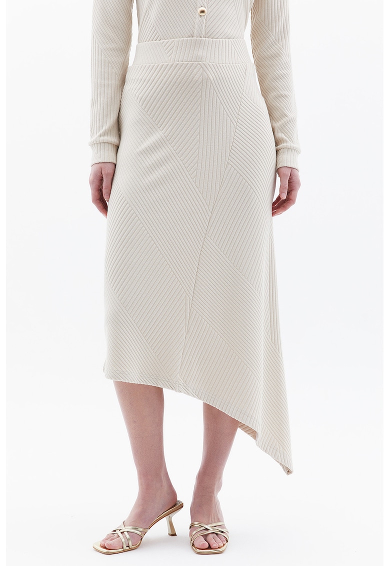 Fusta midi asimetrica si striata