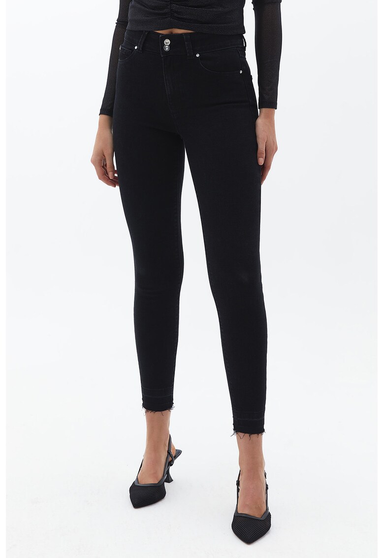 Blugi skinny cu talie inalta - Negru