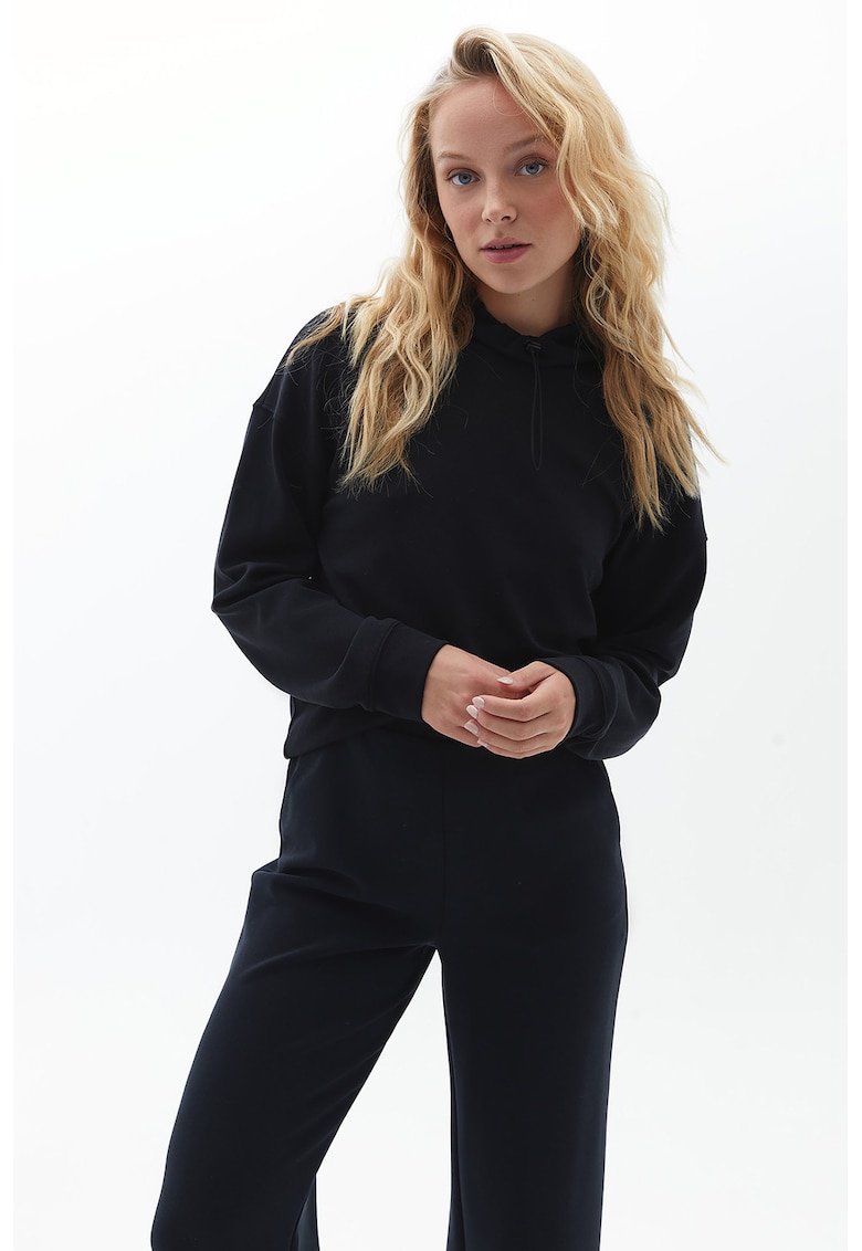 Bluza de trening din amestec de modal cu guler cu snur de ajustare