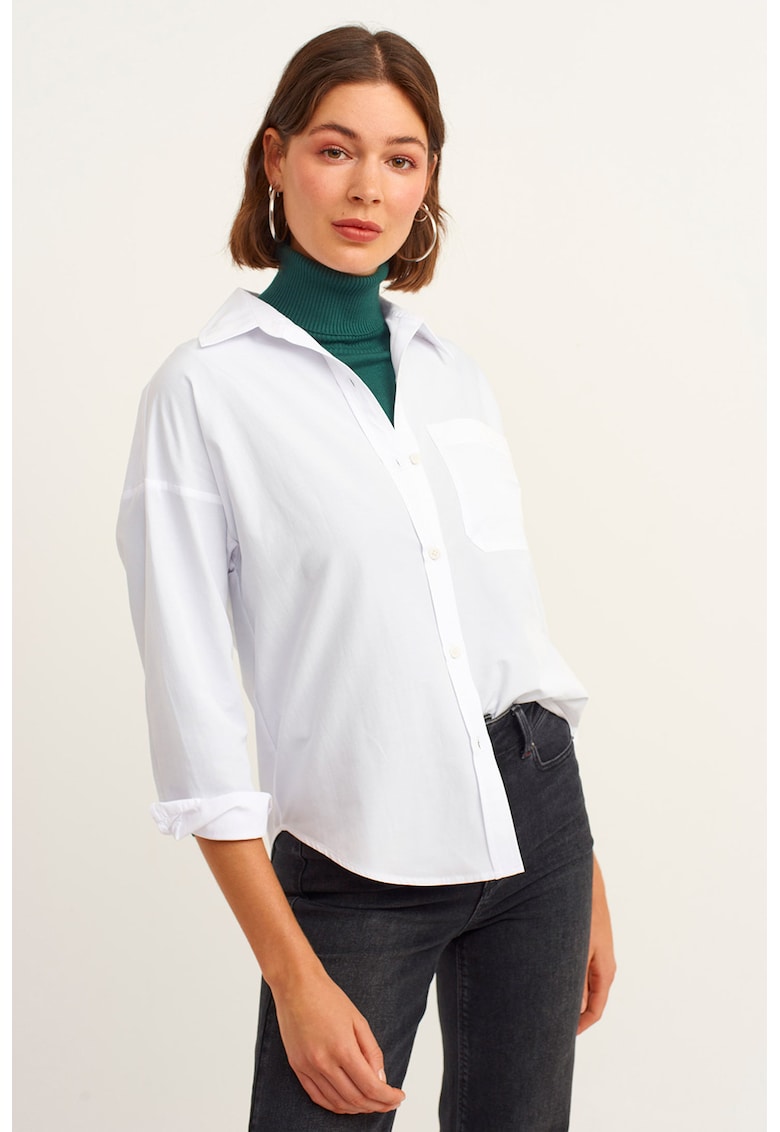 Camasa din amestec de bumbac cu maneci lungi
