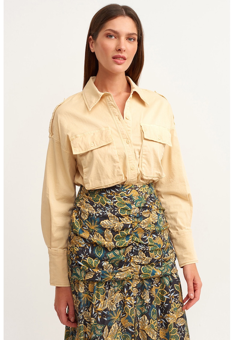 Camasa cu 2 buzunare pe piept - Bej inchis