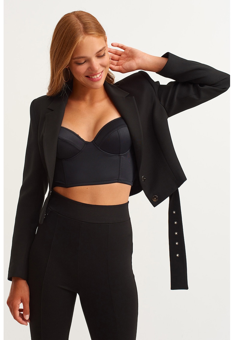 Sacou crop cu cordon in talie