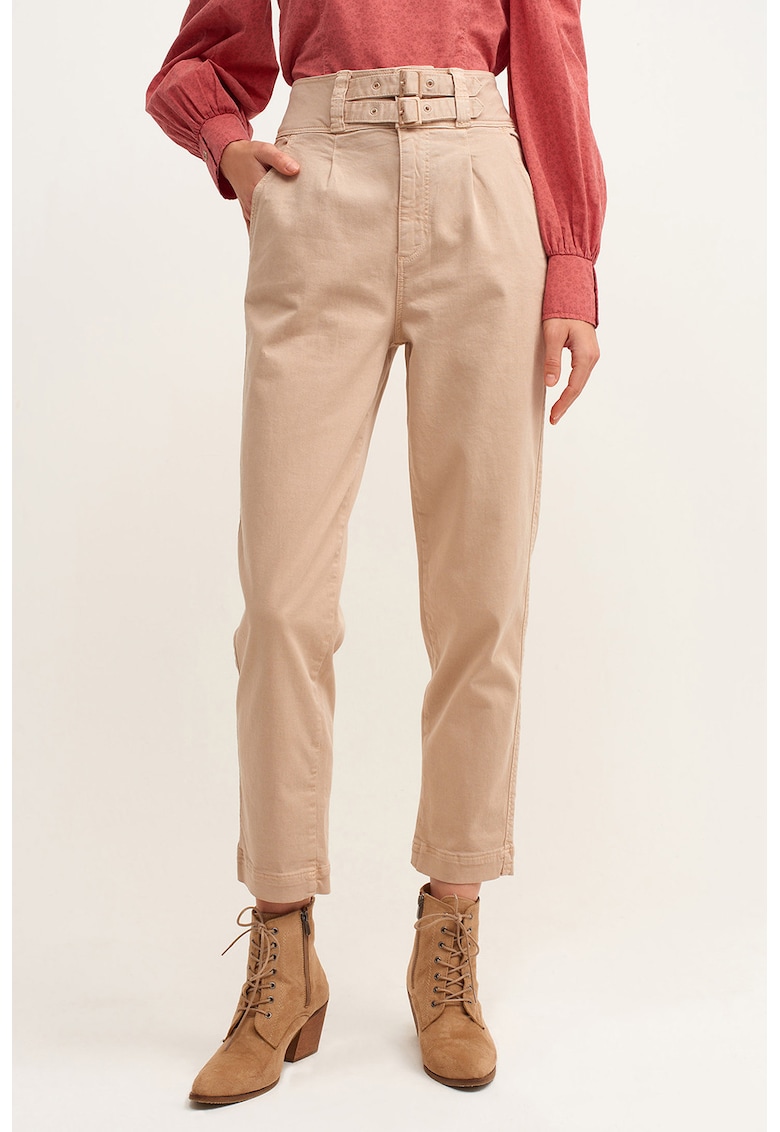 Pantaloni capri cu talie inalta