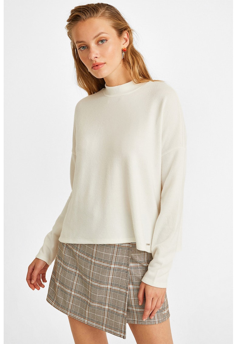 Pulover lejer cu maneci cazute - Alb murdar