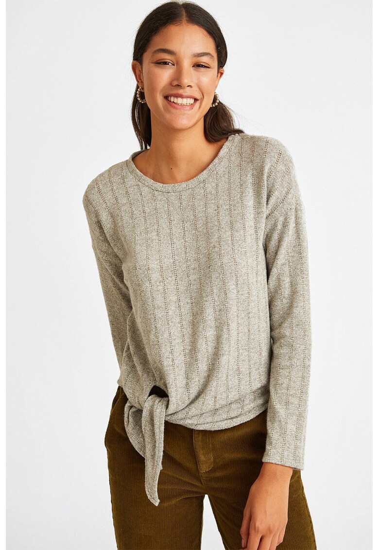 Pulover cu detaliu nod - Gri inchis melange