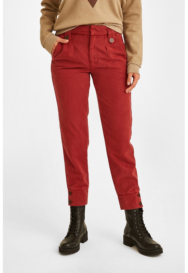 Pantaloni crop din amestec de lyocell cu croiala dreapta