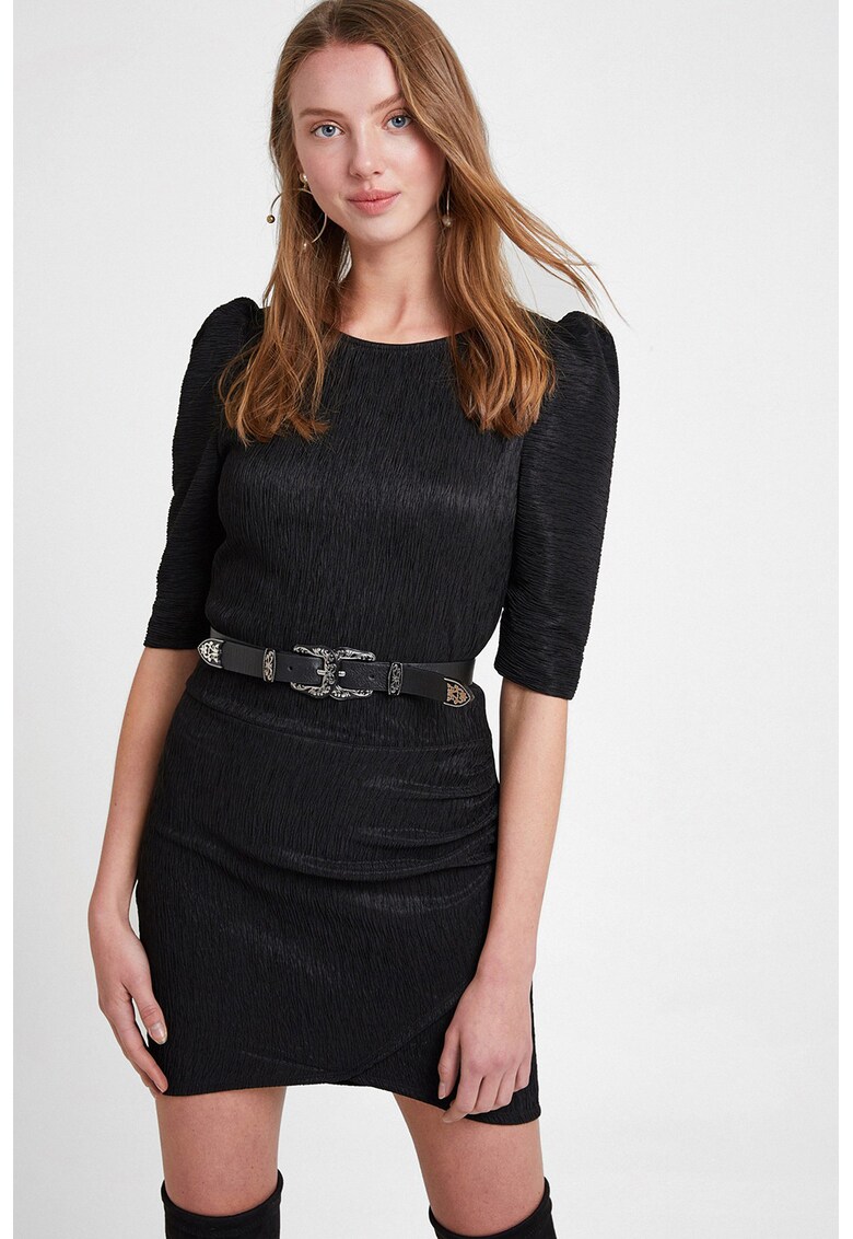 Rochie mini cu maneci bufante - Negru