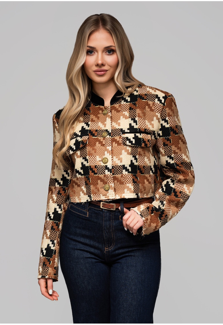 Sacou cu guler scurt din amestec de lana OW-BLZB-0103