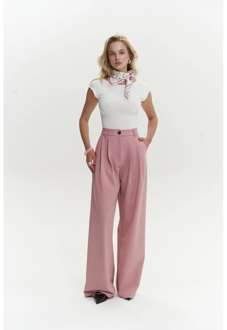 Pantaloni dama - Kaylee Palazzo - roz garoafa - textil