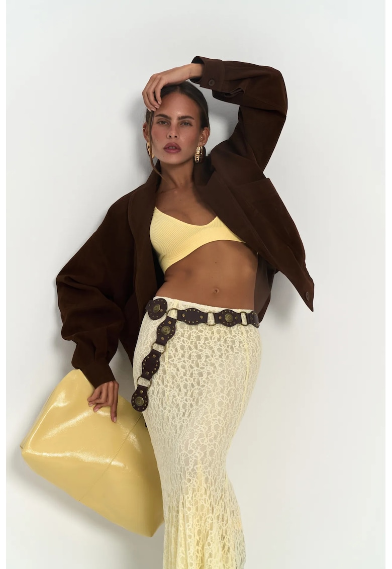 Fusta Veylia Maxi Lace Skirt - galben chihlimbar - dantela