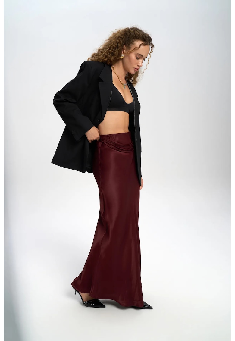 Fusta - MAI STUDIOS Muirnas Belt Detailed Maxi - rosu burgundy - satin