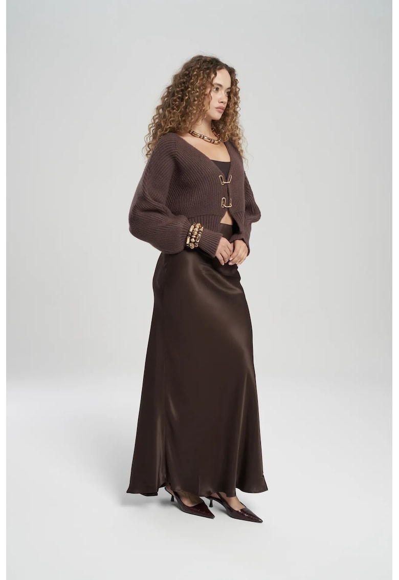 Fusta HiCCUP - Muirnas Belt Datailed Maxi - maro cafea - satin