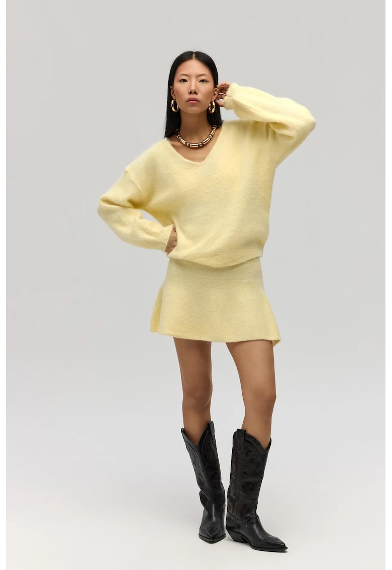 Fusta HiCCUP - mini - galben chihlimbar - tricot - Galben chihlimbar