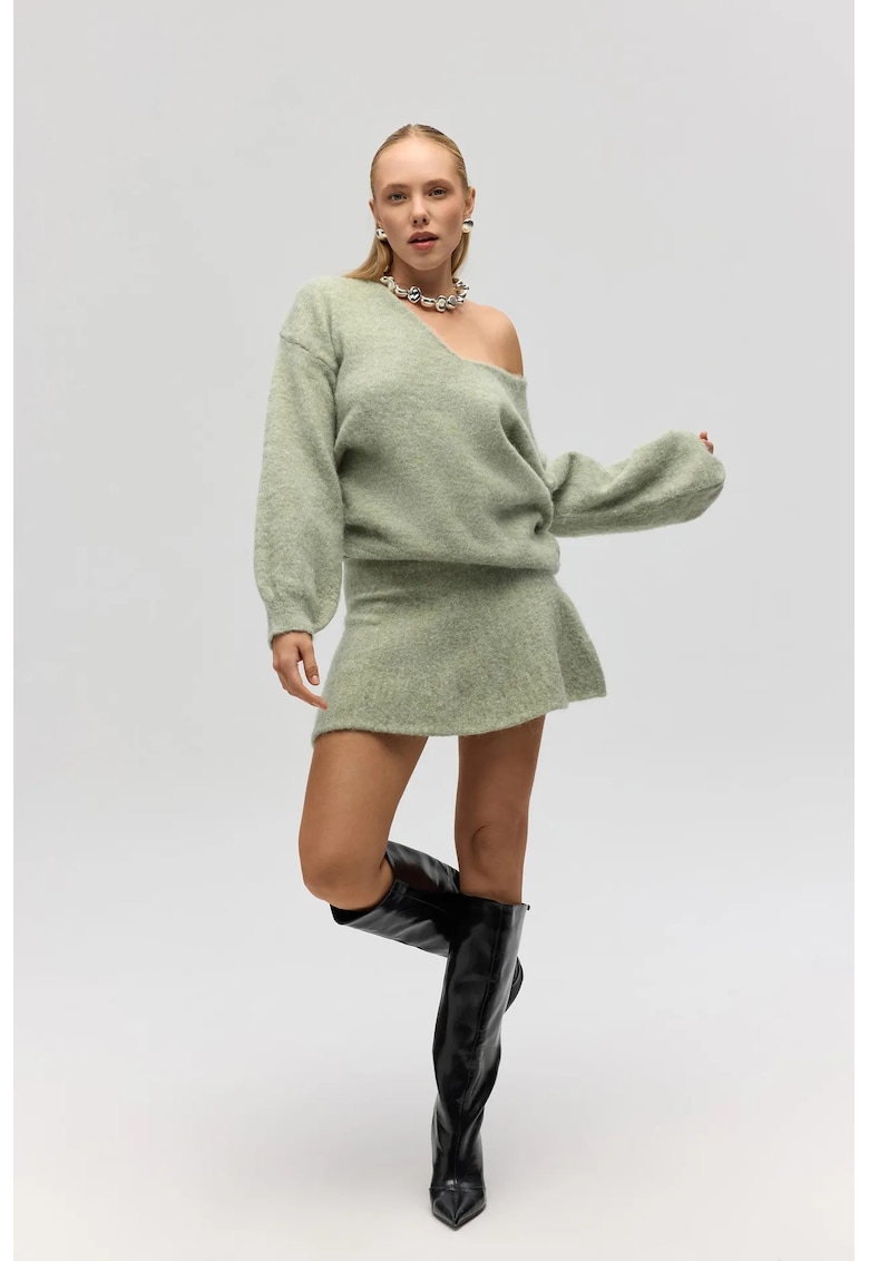 Fusta HiCCUP - fusta mini plisata - verde - tricot