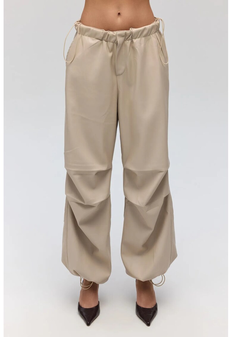 Pantaloni dama - Dion - imitatie de piele - bej natural