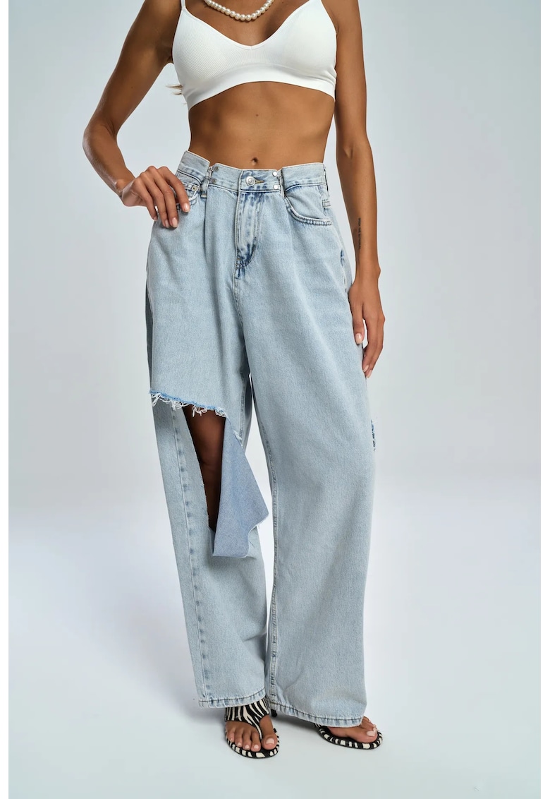 Pantaloni dama - Garbo Destroy - albastru-cenusiu - denim