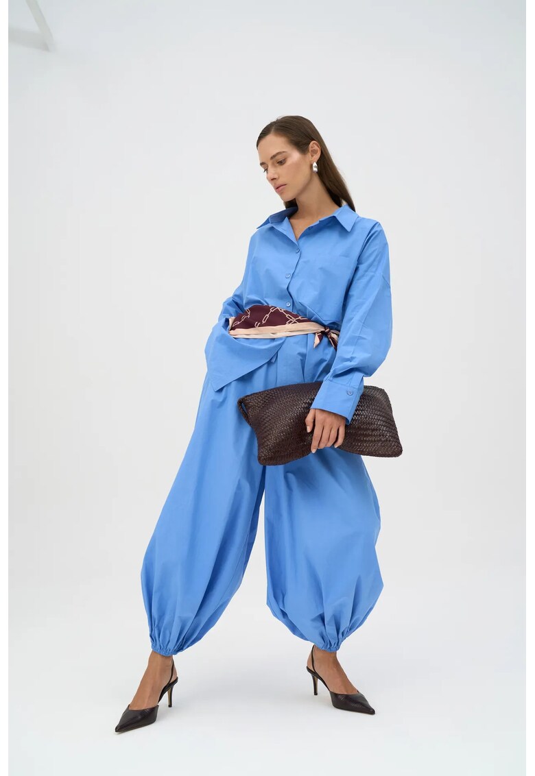 Pantaloni dama - Velora Poplin - Albastru Pudra - textil