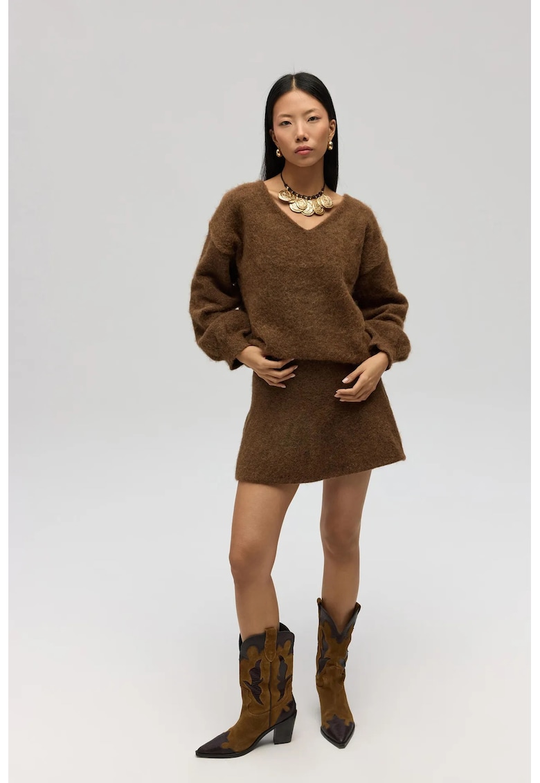 Fusta HiCCUP - Nordis Knitwear - mini - tricot - maro moca