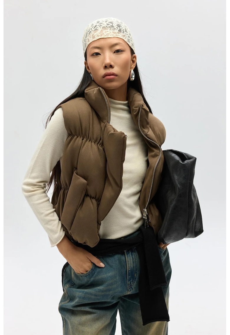 Vesta Puffer - Laila - verde kaki - textil -