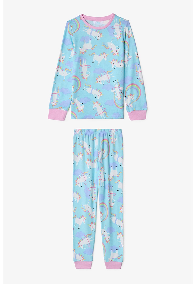 Pijama cu maneci lungi si imprimeu grafic