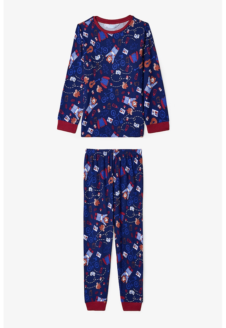 Pijama cu pantaloni lungi si imprimeu grafic